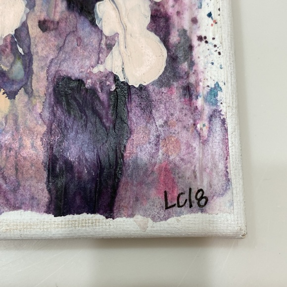 Original Abstract Purple & Pink Canvas Mixed Media Art Signed by Linda Colletta - Picture 5 of 7